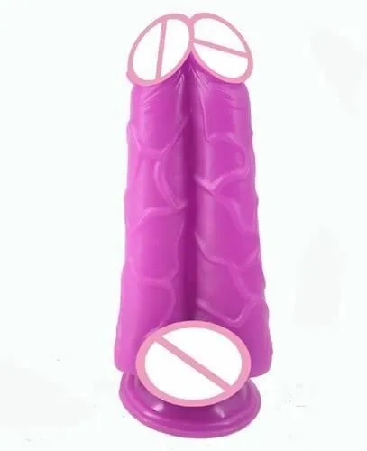 House Of Dasein Big Double Dildo Suction Cup Monster Veined Kink Fetish Large - Purple