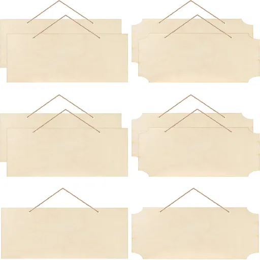 10 Pcs Unfinished Hanging Wood Sign Easter 9.8 x 3.9 Inch Rectangle Blank Wooden Plaque Blank Hanging Wooden Slices Banners with Ropes for Spring Painting Writing DIY Crafts