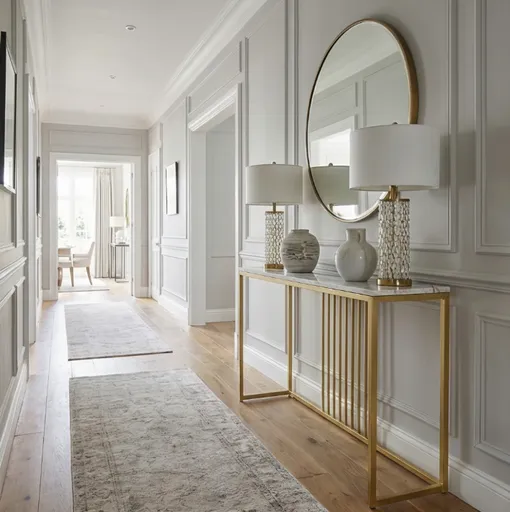 Console Table, Marble Top, 100cm, Gold