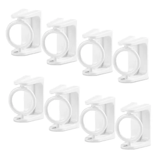 8pcs 360° Rotating Ring Curtain Rod Brackets No Drilling, Unlimited Installation Angle, Self Adhesive Tension Rod Curtain , White