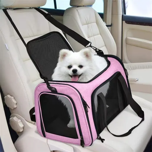 Breathable Multi-Functional Pet Carrier Backpack, Oxford Cloth Car Travel Cat & Dog Carrier, Large Capacity Portable Outdoor Pet Bag.(PINK,SIZE S)