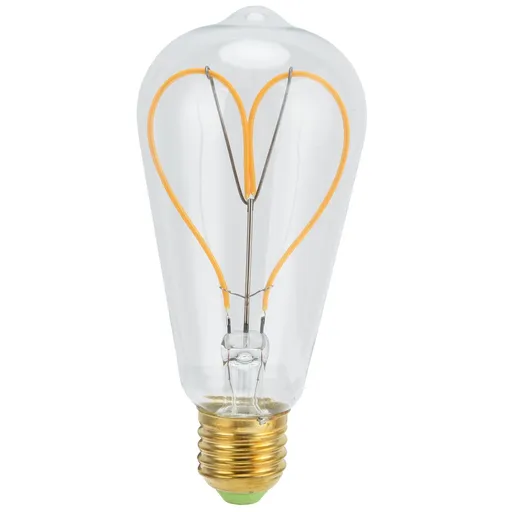 Light Bulb Love Peach Heart Shaped Transparent LED Filament Lamp Bulb 110V E27 Lamp Holder 4W Warm Light