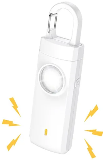 Personal Self-Defense Alarm, Self-Defense Alarm for Women, Alarm Keychain, Emergency Alarm, Rechargeable Alarm, White