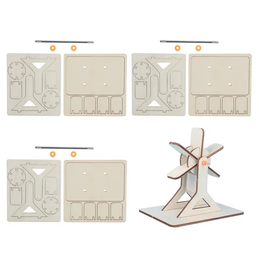 4 Sets Wooden Water Wheel Toys DIY Children Technology DIY Assembly Puzzle Model