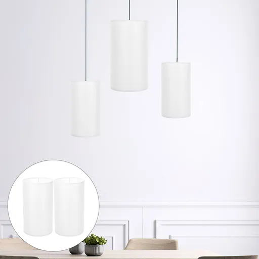 Lamp Shade for Cylinder Lamp White Linen 2Pcs 9.8x5.5x5.5in