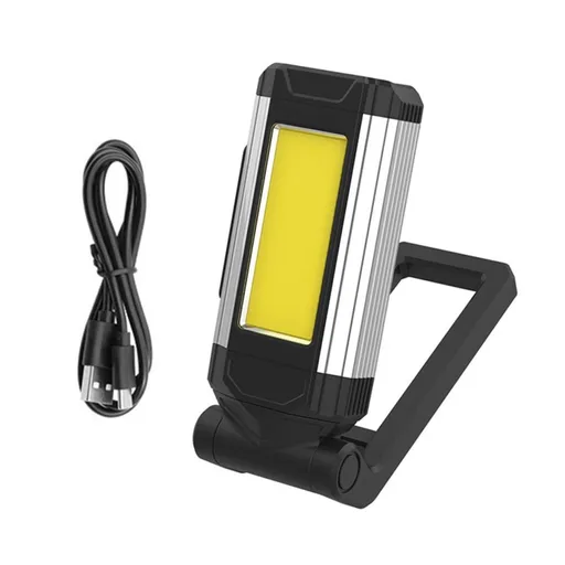 LED Magnetic Work Light, Portable USB Rechargeable Light, 360° Rotating Folding Flashlight for Car Repairing, Workshop,（Foldable Silver）