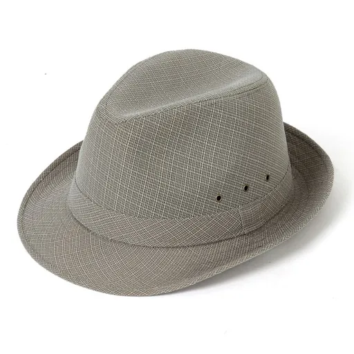 Men's Linen Top Hat Summer Dome Curled Brim Hong Kong and Macao Ma Light Grey 59#