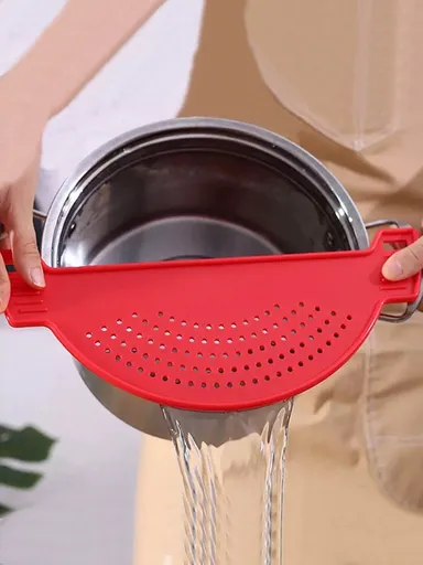 1PC Silicon Strainer Plastic Drainer Strainers Pot Funnel Half Moon Shape Food Filter Board Sieve Draining Heat Fit For Pasta Vegetable Fruit Kitchen Gadgets Sink
