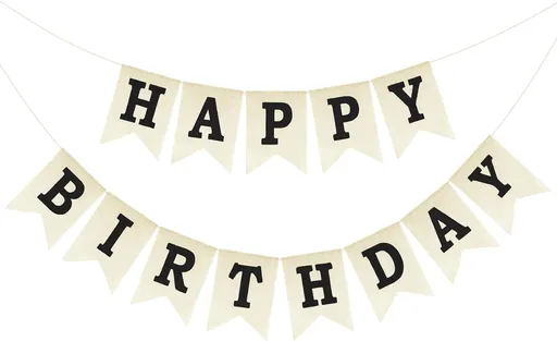 Happy Birthday Banner - NO DIY Black Burlap Happy Birthday Banner Sign Happy Birthdays Party Decoration Happy Birthdays Banners Bunting for Women Men Girl Boy Celebration Party Backdrops