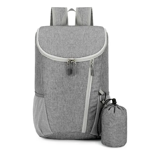 Large Capacity Foldable Lightweight Water-Resistant Sports Outdoor Gym Backpack (Light Grey)