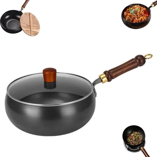 Cast Iron Skillet, Japanese Iron Pan, Cast Iron Braiser, Hand-Forged Non-Coated Frying Pan for Gas, Induction, Durable and Versatile Cookware