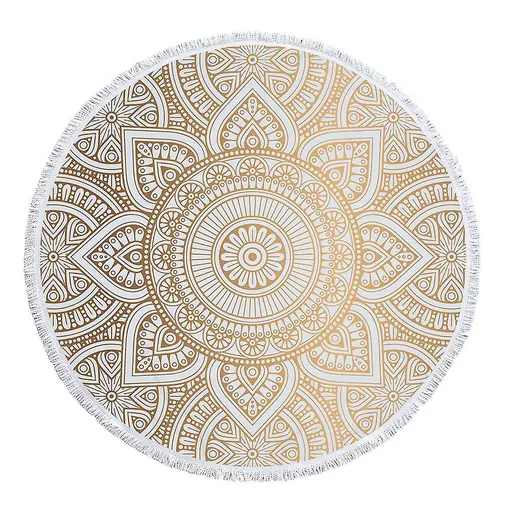 Round microfiber mandala beach towel hippie boho beach towel with tassels oversized wrap blanket tr