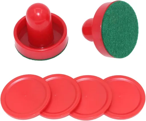 Air Hockey Pushers & Pucks Set, 60mm Mini Goal Handles Paddles Replacement Accessories for Game Tables - Red As Shown
