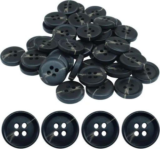 40 PCS 4-Holes Resin Buttons 5/8" Sewing Buttons for Clothing Arts Crafts Projects DIY Decorations Sewing Accessories, Black