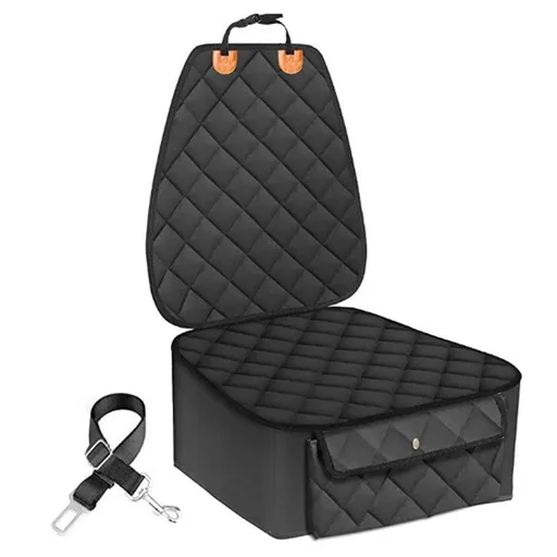 Pet Car Seat Cover Waterproof Non-Slip Front Seat Protector Scratch-Proof 110x55cm Black
