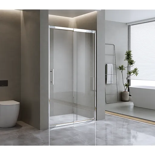 140-150cm Adjustable Wall to Wall Sliding Glass Shower Door in Chrome