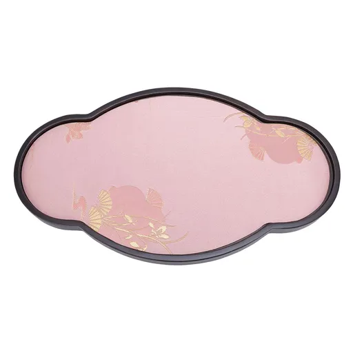 Tea Serving Tray Bambusoideae Irregular Desktop Chinese Tea Pot Tray with Satin Cloth for Home Office Tea House