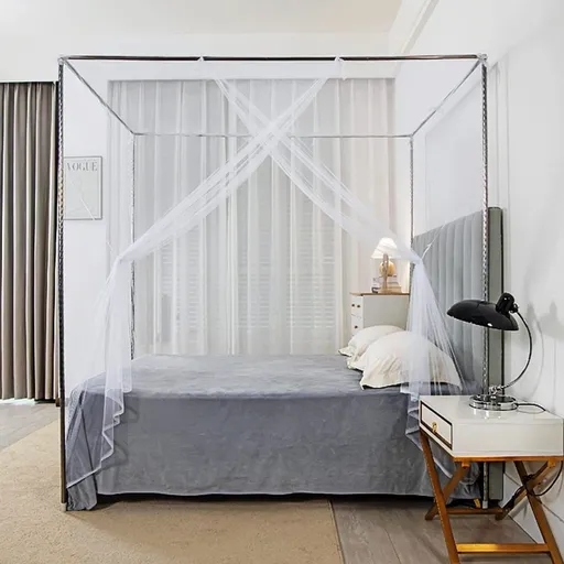 4 Corners Mosquito Net Princess Lace Poster Bedding Canopy Netting Full Sizes Netting White Bedding Home Decor Screen for Camping