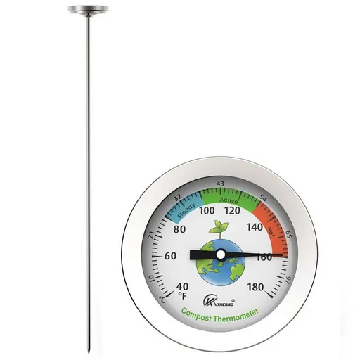 1PC Stainless Steel Soil Thermometer Long Probe Temperature Gauge Planting Meter Test Sensor Composting Garden Accessories