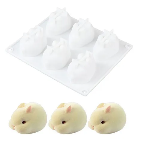 3D Easter Bunny Silicone Mold for Baking Rabbit Shape Mousse Cake, French Dessert, Chocolate, Pastry, Pudding, Jelly