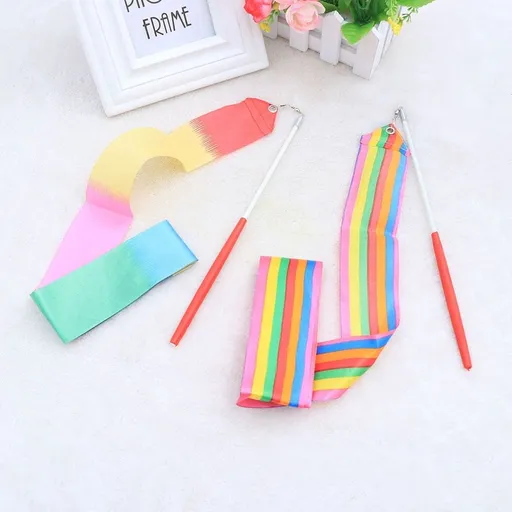 2Pcs Dancing Silk Ribbon Streamers in Assorted Colors for Baton Twirling and Marching Band