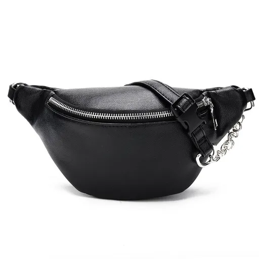 Fashion Leather Waist Bag Belt Bag with Adjustable Strap Crossbody bag Chest Bag Phone Purse with Metalic Chain for Women（2pcs）