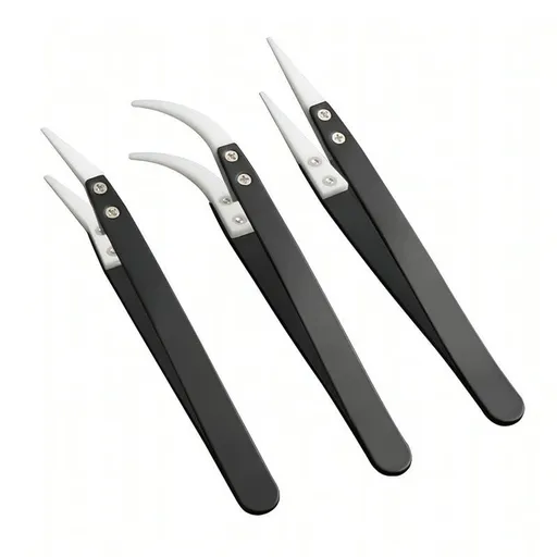 3PCS Ceramic Straight Tip Electronic Soldering Tweezers Anti-Static Reverse Acid Resistant Precision Chuck Ceramic Tweezers