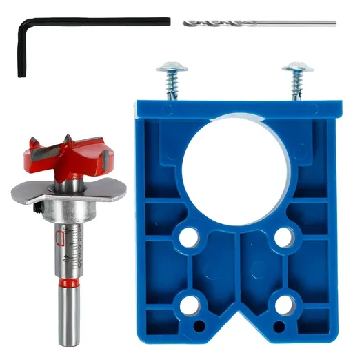 35mm Concealed Hinge Jig Adjustable Cabinet Door Hinge Hole Opener Locator with Twist Drill for Door Installation DIY Woodworking