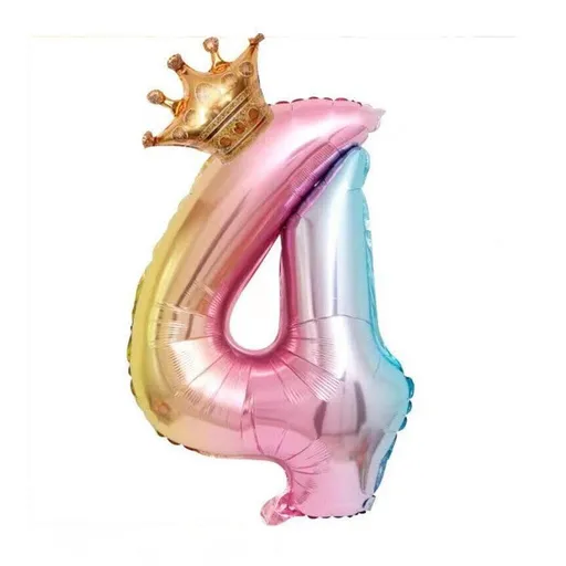 32 Inch Crown Number Foil Balloons Rainbow Iridescent Party Decoration - Crown 4
