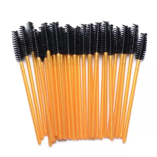 50X Disposable Mascara Wands Eyelash Brushes Applicator Lash Extension Brush - gold+black