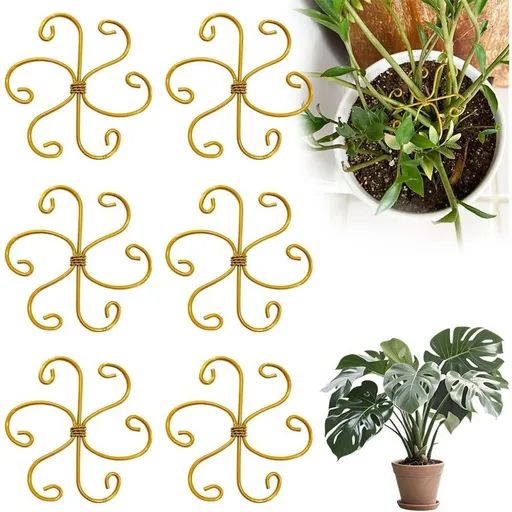 6 pack New iron Plant Stem Support Set, Flower Climbing Plant Support Plant Trellis, Indoor Plants (Round, Rustic)