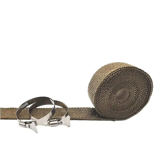 Fireproof Pipe Wrap Insulation 2" Wide X 16' Long, Fiberglass Heat Shield Tape Pipe Webbing for Stove Flue Protector with 2 Clamps, Titanium