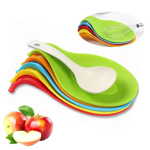 Kitchen Silicone Spoon Rest, Flexible Silicone Kitchen Utensil Rest Ladle Spoon Holder for Stove Top – for Cooking Spatula, Ladle 6pcs