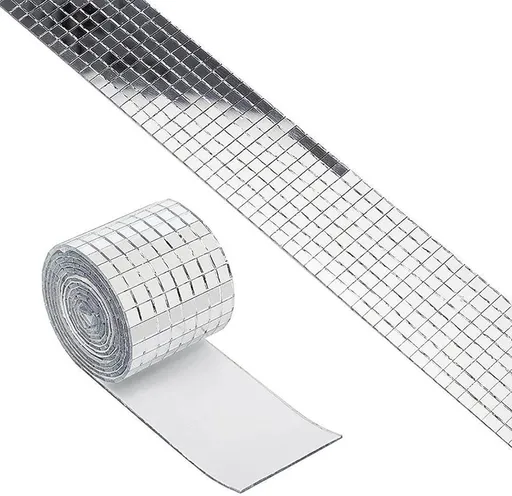 Allecto Plus - Self-Adhesive Glass Mirror Mosaic Tiles - 3 Pieces - Square Sticker - Craft Decoration - Party Decoration - Silver - 100cm