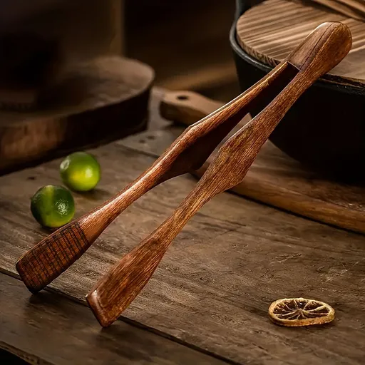 Food Clip Kitchen High Temperature Resistant Solid Wood Steak Clip Food Fruit Bread Fried Barbecue Tool Clip Noodle Clip 1 Brown