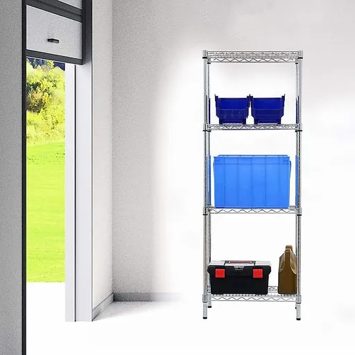 Wire Storage Rack – 35x35cm Chrome Shelving with Fixed Legs