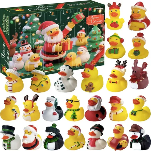 2026 Advent Calendar Christmas Ducks - 24pcs Rubber Duck Advent Calendar 24 Days of Christmas Countdown Toys for Christmas Gifts Party Favors Kids Toddlers Random Duck Gift Box
