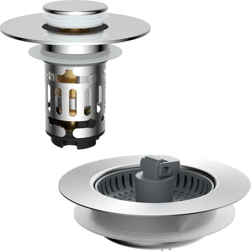 Upgraded 3 in 1 Bathroom and Kitchen Sink Drain Strainer