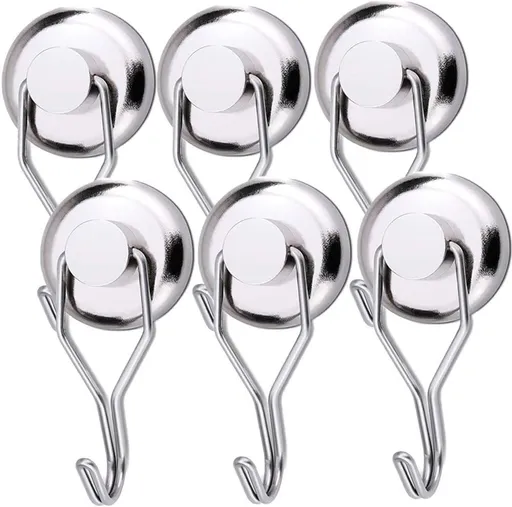 Youngneer 100 LBS Magnetic Hooks Heavy Duty for Hanging BBQ Grill Tools Pot Holders Strong Neodymium Refrigerator Magnet Hanger Hook Swivel Swing for Locker Kitchen Classroom Cruise Cabins