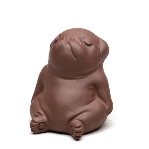 Handcrafted Purple Clay Chinese Kung Fu Tea Accessories Pet Small Lazy Dog, Zisha Tea Pet Meditative Dog Ornaments, Lazy Sleepy Puppy Sculpture Crafts for Decoration