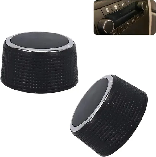 2 PCS Car Audio Adjustment Knobs, Rear Radio Volume Control Knob, Audio System Repair Kit OEM# 22912547, Compatible with Chevy Tahoe Silverado GMC Acadia Sierra Yukon Escalade (Black)