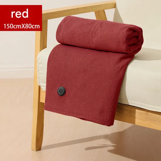 Red USB Heated Blanket Poncho - Rechargeable Electric Warming Shawl with Fast Heating and Multi Use Design