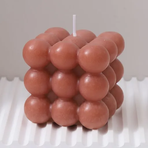 3Pcs light brown Rubik's Cube Scented Candle Home Decor Ornaments
