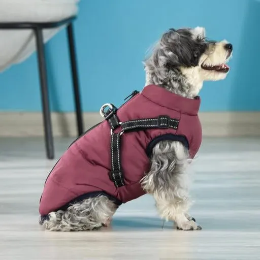 Warm Dog Winter Jacket, Snowproof Windproof Waterproof Dog Coat, Soft Fleece Lining for Cold Weather, Purple, Size 4XL