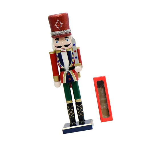 Xmas Nutcracker Figurine 12 Inch Glittered Wooden Nutcracker Ornament for Holiday Decor Type 3