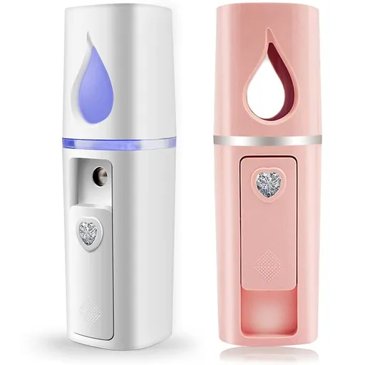 Portable Facial Mini Facial Steamer Atomization Eyelash Extensions with Mirror & 20ml Visual Water Tank (2 Packs)
