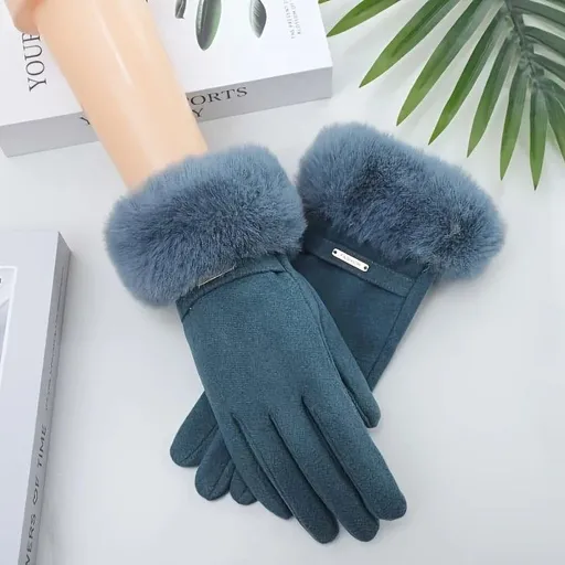 Dralon Warm Gloves - Minimalist Finger - Separate Design, Multiple Colors, Windproof Plush Cuff, Unisex One - Size for Autumn & Winter Daily Fashion Matching（blue)