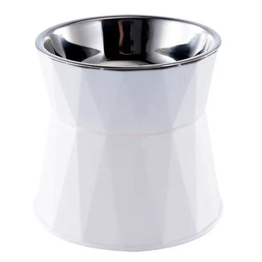 Dog Bowl Raised Cat Food Water Bowls with Detachable Elevated Stand Pet Stainless Steel Feeder Bowl No-Spill Anti Slip White