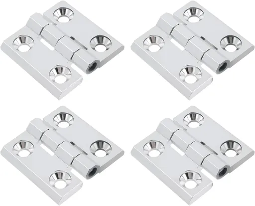 Butt Hinge Zinc Alloy Door Hinge Polished Chrom Silver Boat Hatch Hinges Heavy Duty Residential Bed Room Hinge for Doors Hardware 1.96" x 1.96" -4pcs