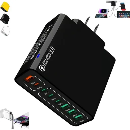 8 in 1 Waterproof Ports USB Fast Charger, 8 Ports Desktop Charging Station, Portable Travel Phone Charger Plug Outlet for Home Office Travel